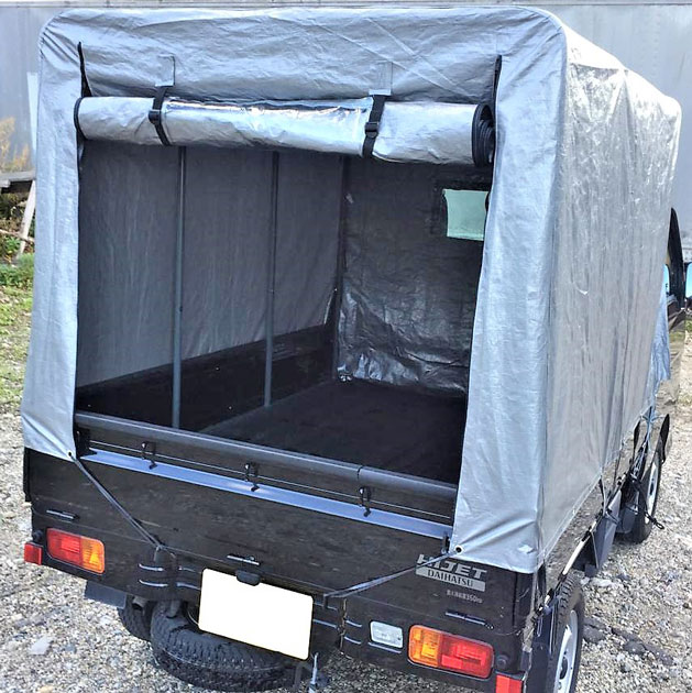 RV-2軽トラック荷台用 フレーム＆三開放幌 国産セット｜軽トラ幌